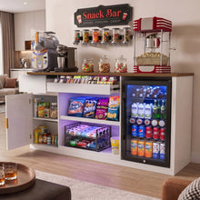 Load image into Gallery viewer, 70.1" Snack Bar Cabinet with Fridge Space for Home Theater with LED Lights, White
