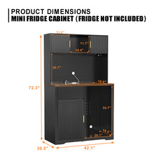 Load image into Gallery viewer, 72" Tall Bar Cabinet with Fridge Space, Fluted Coffee Liquor Hutch Cabinet with Storage