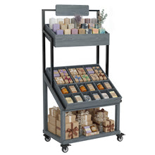 Load image into Gallery viewer, Rolling Vendor Display Stand for Pop Up Shops with Adjustable Dividers for Crafts, Gifts, Snacks and Small Goods