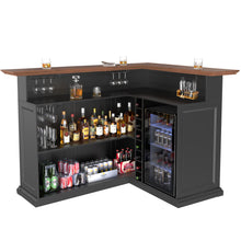 Load image into Gallery viewer, L Shaped Home Bar Cabinet with Fridge Space, Oversized Modern Basement Bar Table