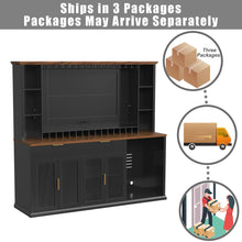 Load image into Gallery viewer, 84-Inch Home Bar Cabinet, Back Bar Hutch with Fridge Space, TV Opening