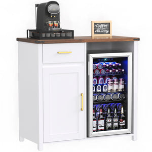 Coffee Bar with Mini Fridge Space, Mini Fridge Cabinet Stand for Dorm, Kitchen or Office