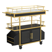 Load image into Gallery viewer, LED Bar Cart with Cabinet Storage, Rolling Drink Cart with Wheels
