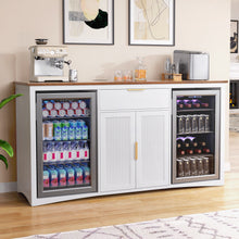 Load image into Gallery viewer, Long Coffee Bar Cabinet with Fridge Space, 70.1" Modern Wine Liquor Cabinet,White