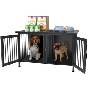 GDLF Double Dog Crate with Divider for 1 or 2 dogs, Indoor Kennel Cage (Int.dims:36.2”Wx24.5”Dx21”H)