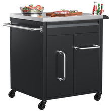 Load image into Gallery viewer, Outdoor Grill Cart, BBQ Tool Organizer &amp; Charcoal Storage Station with Stainless Steel Prep Top