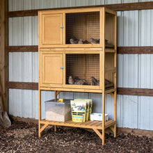 Load image into Gallery viewer, Wooden Quail Cage Indoor, 2-Tier Quail Coop with Pull-Out Trays, Ventilated Wire Mesh, Access Doors &amp; Storage Shelf