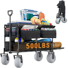 Load image into Gallery viewer, GDLF Beach Wagon, Collapsible Double Decker Utility Cart with 500lb Capacity &amp; 9&quot; All-Terrain Balloon Tires