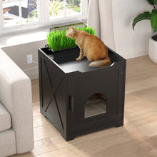 Load image into Gallery viewer, GDLF Hidden Cat Litter Box Enclosure with Easy to Grow Cat Grass with Small Air Purifier Deodorizer