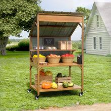 Load image into Gallery viewer, GDLF Farm Stand，Wooden Farmers Market Stand with Metal Roof for Farmhouse Decor, Events &amp; Small Business Display