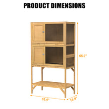 Load image into Gallery viewer, Wooden Quail Cage Indoor, 2-Tier Quail Coop with Pull-Out Trays, Ventilated Wire Mesh, Access Doors &amp; Storage Shelf
