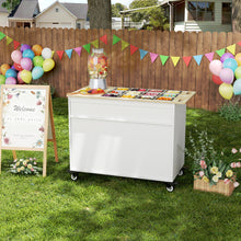 Load image into Gallery viewer, DLF Charcuterie Cart with Stainless Steel Food Pans, Mobile Pizza Topping &amp; Salad Bar Station, Buffet Serving Table
