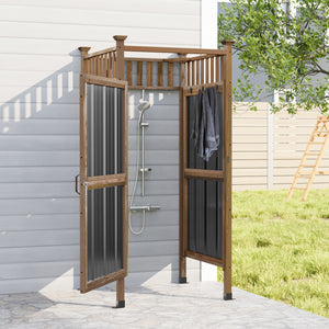 GDLF Outdoor Shower Enclosure with Lockable Door, Privacy Outdoor Changing Room for Pool Wash Station