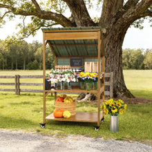 Load image into Gallery viewer, GDLF Farm Stand，Wooden Farmers Market Stand with Metal Roof for Farmhouse Decor, Events &amp; Small Business Display