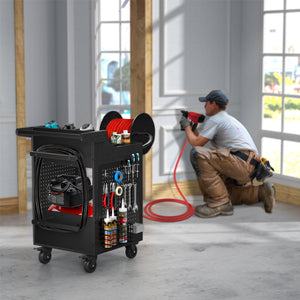 GDLF Portable Air Compressor Utility Cart with  Air Hose Reel for up to 6 Gallon Pancake Compressor