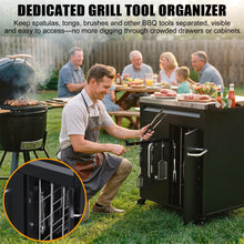 Load image into Gallery viewer, Outdoor Grill Cart, BBQ Tool Organizer &amp; Charcoal Storage Station with Stainless Steel Prep Top