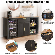 Load image into Gallery viewer, Long Coffee Bar Cabinet with Fridge Space, 70.1" Modern Wine Liquor Cabinet,White