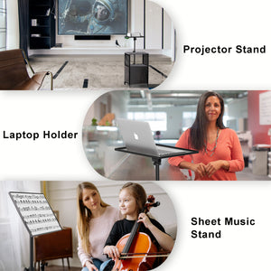 GDLF Projector Stand with Storage Cabinet Heavy Duty Mobile Laptop Tripod Stand with Charging Station for Office, Home, Outdoor Movies, Stage & Studio, DJ Rack