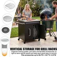 Load image into Gallery viewer, Outdoor Grill Cart, BBQ Tool Organizer &amp; Charcoal Storage Station with Stainless Steel Prep Top