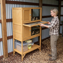 Load image into Gallery viewer, Wooden Quail Cage Indoor, 2-Tier Quail Coop with Pull-Out Trays, Ventilated Wire Mesh, Access Doors &amp; Storage Shelf