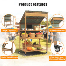 Load image into Gallery viewer, GDLF Farm Stand，Wooden Farmers Market Stand with Metal Roof for Farmhouse Decor, Events &amp; Small Business Display