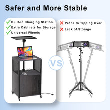 Load image into Gallery viewer, GDLF Projector Stand with Storage Cabinet Heavy Duty Mobile Laptop Tripod Stand with Charging Station for Office, Home, Outdoor Movies, Stage &amp; Studio, DJ Rack