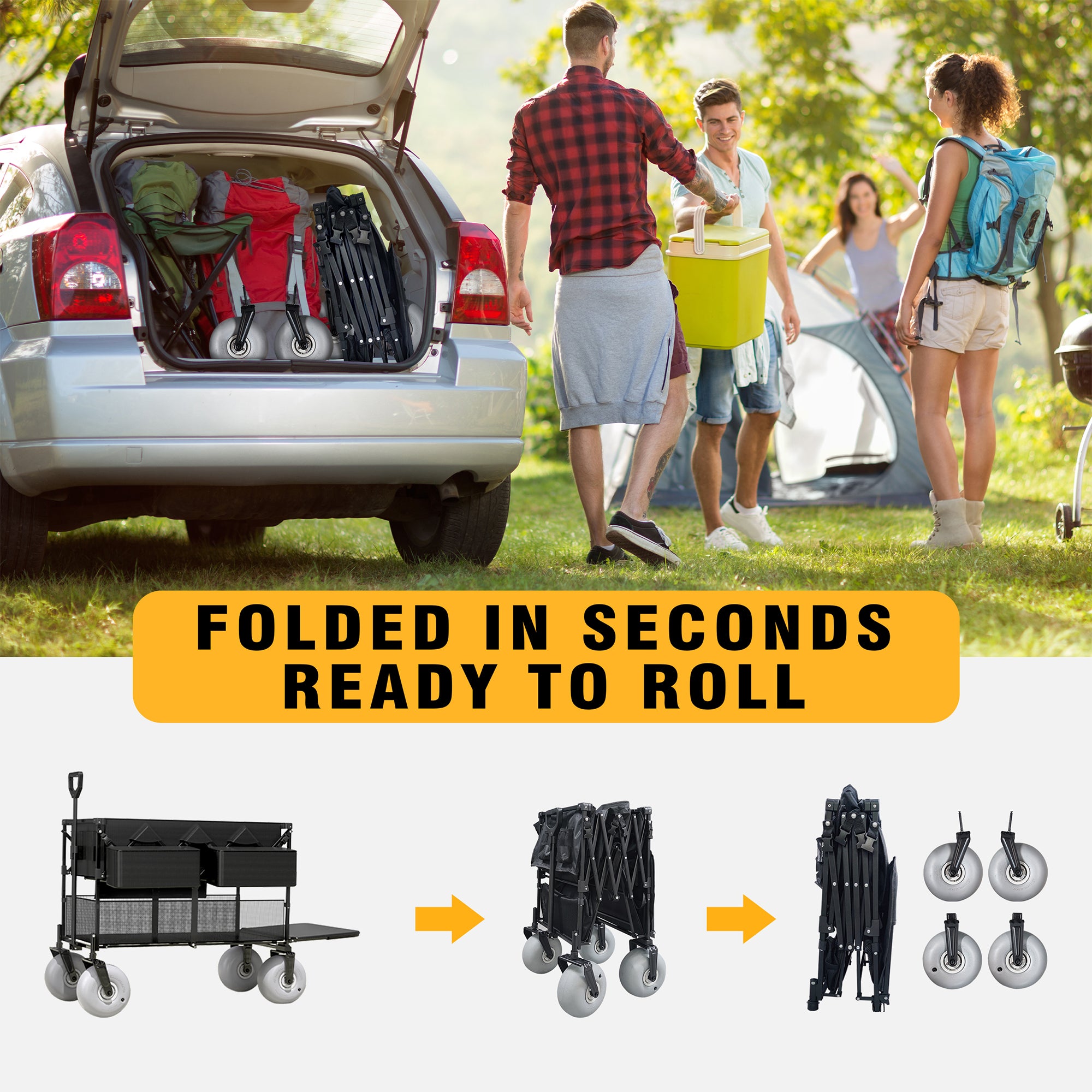 double decker stroller wagon GDLF Beach Wagon, Collapsible Double Decker Utility Cart with 500lb Ca – shopGDLF