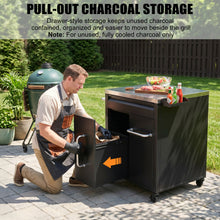 Load image into Gallery viewer, Outdoor Grill Cart, BBQ Tool Organizer &amp; Charcoal Storage Station with Stainless Steel Prep Top