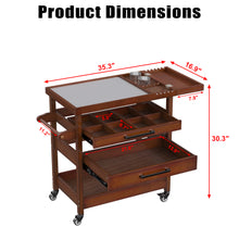Load image into Gallery viewer, GDLF Solid Beech Wood Art Cart, Artist Taboret with Tempered Glass Palette, Walnut