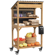 Load image into Gallery viewer, GDLF Compact Wooden Farm Stand with Plastic Roof for Produce, Eggs &amp; Flowers