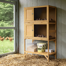 Load image into Gallery viewer, Wooden Quail Cage Indoor, 2-Tier Quail Coop with Pull-Out Trays, Ventilated Wire Mesh, Access Doors &amp; Storage Shelf