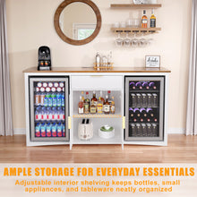 Load image into Gallery viewer, Long Coffee Bar Cabinet with Fridge Space, 70.1" Modern Wine Liquor Cabinet,White