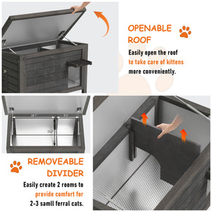 Outdoor Cat House Weatherproof, Insulated Feral Cat Shelter with Thermal Foil Lining
