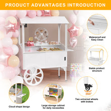 Load image into Gallery viewer, Candy Cart with Wheels for Party，Wood Dessert Cart with Storage Cabinet