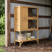 Load image into Gallery viewer, Wooden Quail Cage Indoor, 2-Tier Quail Coop with Pull-Out Trays, Ventilated Wire Mesh, Access Doors &amp; Storage Shelf