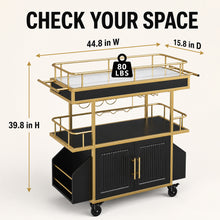 Load image into Gallery viewer, LED Bar Cart with Cabinet Storage, Rolling Drink Cart with Wheels