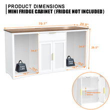 Load image into Gallery viewer, Long Coffee Bar Cabinet with Fridge Space, 70.1" Modern Wine Liquor Cabinet,White