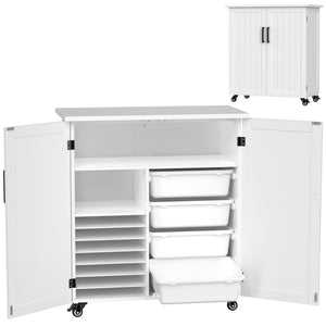GDLF Craft Cart Compatible with Cricut Machine, Rolling Cricut Cabinet with Storage 31.6"W x 15.8"D x 34.9"H