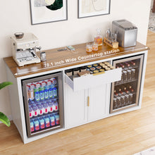 Load image into Gallery viewer, Long Coffee Bar Cabinet with Fridge Space, 70.1" Modern Wine Liquor Cabinet,White