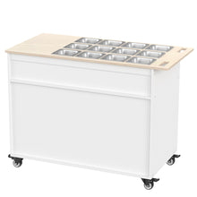 Load image into Gallery viewer, DLF Charcuterie Cart with Stainless Steel Food Pans, Mobile Pizza Topping &amp; Salad Bar Station, Buffet Serving Table
