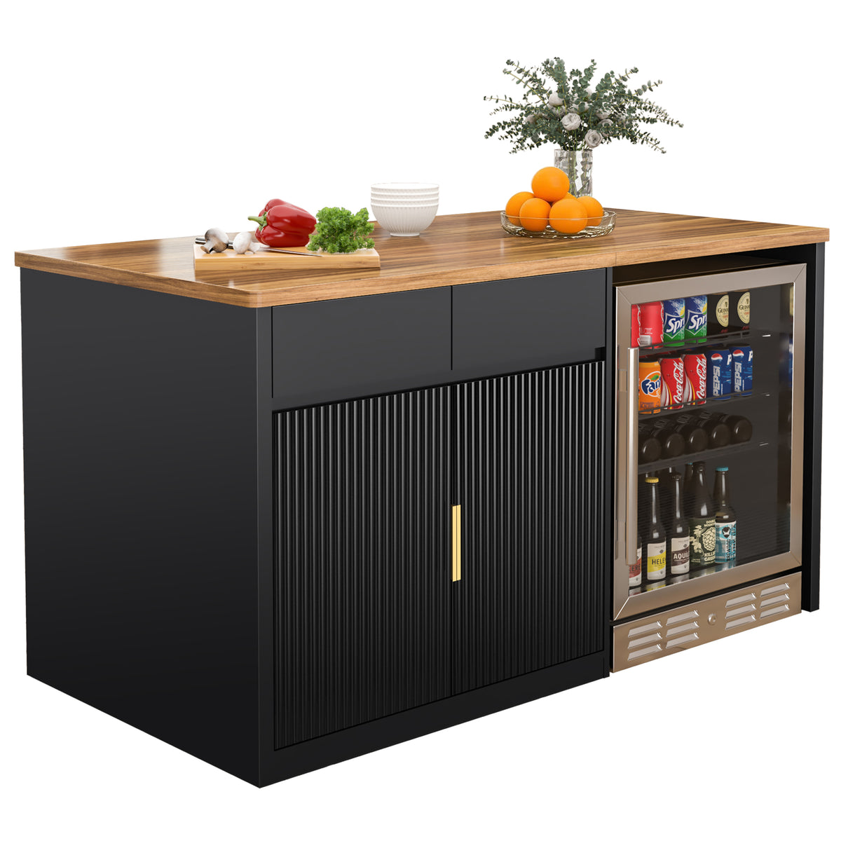 Large Kitchen Island with Fridge Space, Modern Kitchen Bar Island Tabl ...