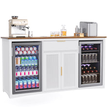 Load image into Gallery viewer, Long Coffee Bar Cabinet with Fridge Space, 70.1" Modern Wine Liquor Cabinet,White