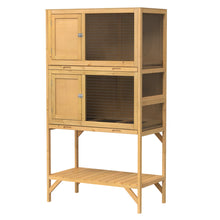 Load image into Gallery viewer, Wooden Quail Cage Indoor, 2-Tier Quail Coop with Pull-Out Trays, Ventilated Wire Mesh, Access Doors &amp; Storage Shelf