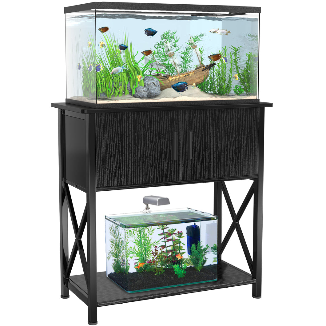 29 Gallon Aquarium Stand Metal Fish Tank Stand with Cabinet,30.7