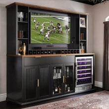 Load image into Gallery viewer, 84-Inch Home Bar Cabinet, Back Bar Hutch with Fridge Space, TV Opening