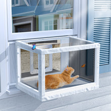 Load image into Gallery viewer, Winter Cat Window Box – Cat Window Perch Catio with Windproof Cover &amp; Cat Door