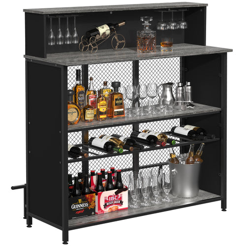 GDLF Home Bar Unit Mini Bar Liquor Bar Table with Storage and Footrest