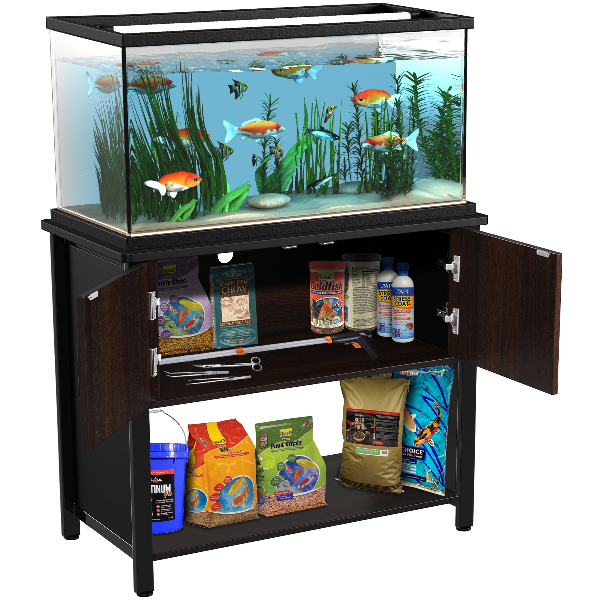 Fish Tank Stand Metal Aquarium Stand with Cabinet, for 40 Gallon Aquar –  shopGDLF