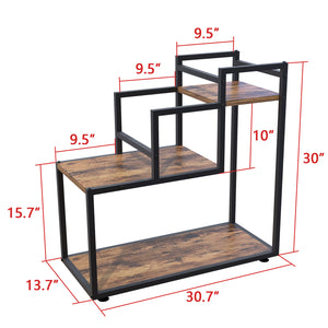 Trapezoidal Plant Stand 3-Tier Home Side End Table, Multi-Purpose Display Shelf Wood Metal Rack