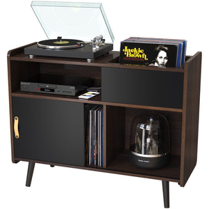 Record Player Stand, Turntable Stand with Vinyl Record Storage Holds Up to 350 Albums